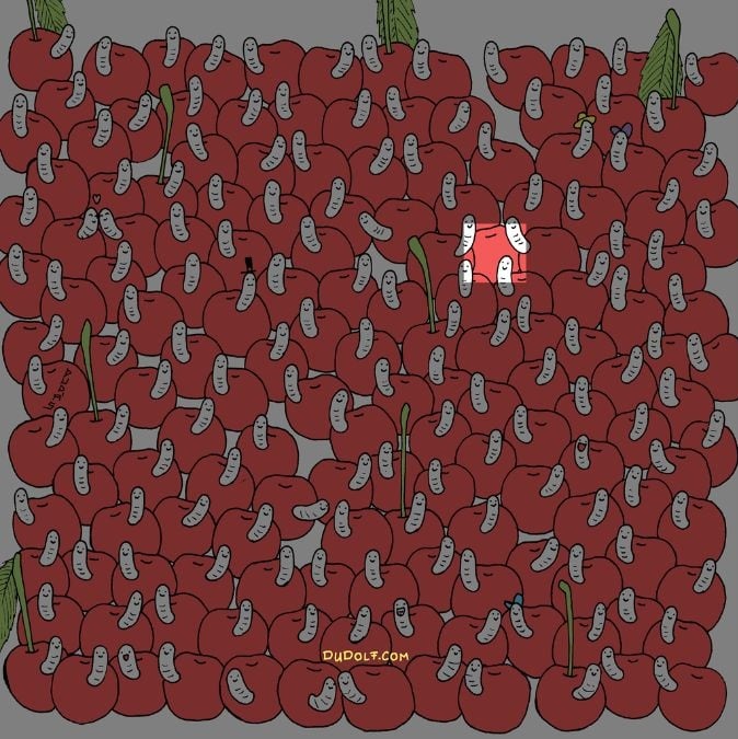 Uganka za orlove oči: v 30 sekundah poišči češnjo brez črva